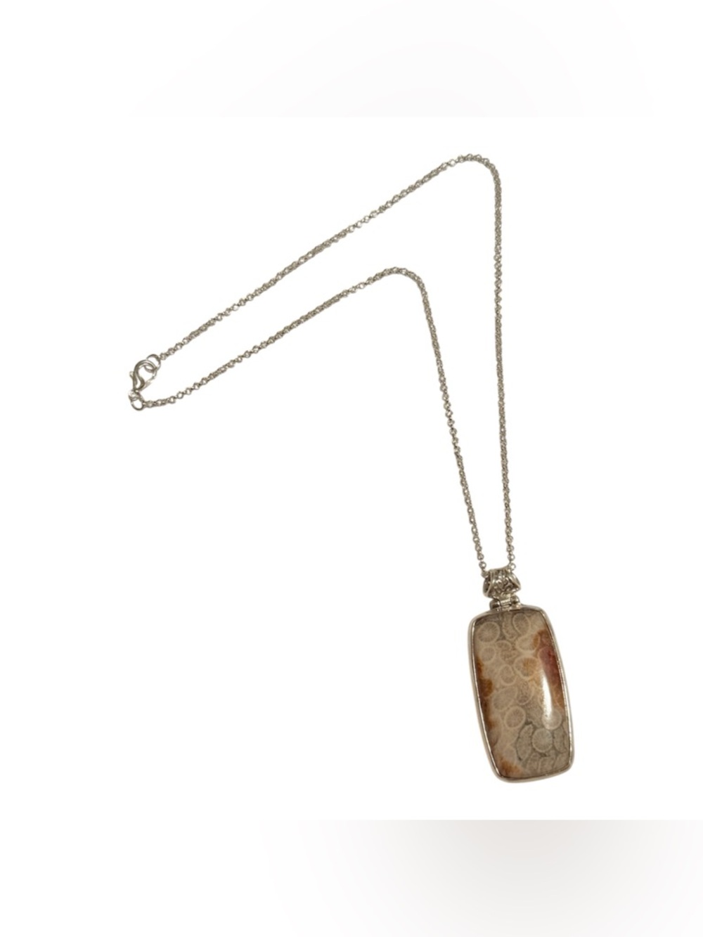 Y2K Fossilised Coral Necklace with a Silver Plated Rolo Chain Bohemian Vibes